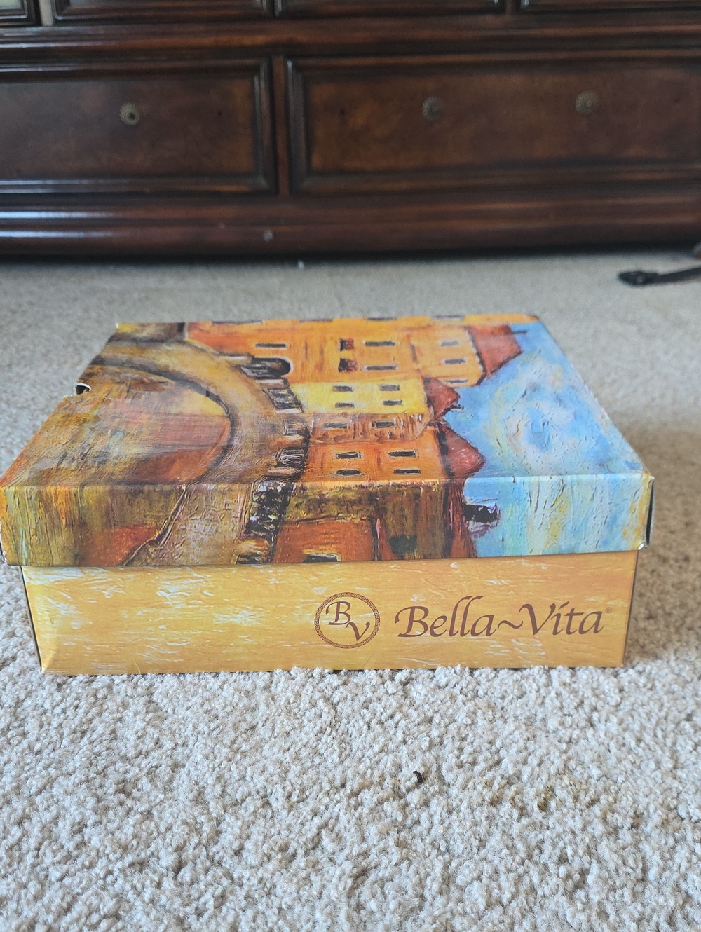 Bella Vita Decorative Storage Box in Yellow & Blue Scenic Print